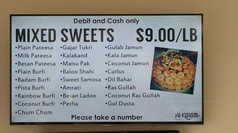 Al-Karam Sweets - Scarborough, ON menu_pic
