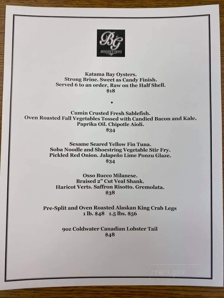 Bernard's Grove - Rochester, NY menu_pic