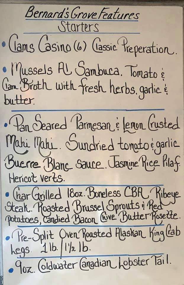 Bernard's Grove - Rochester, NY menu_pic