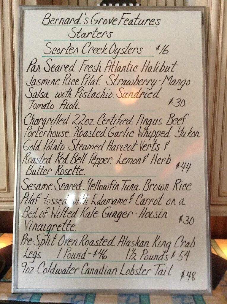Bernard's Grove - Rochester, NY menu_pic