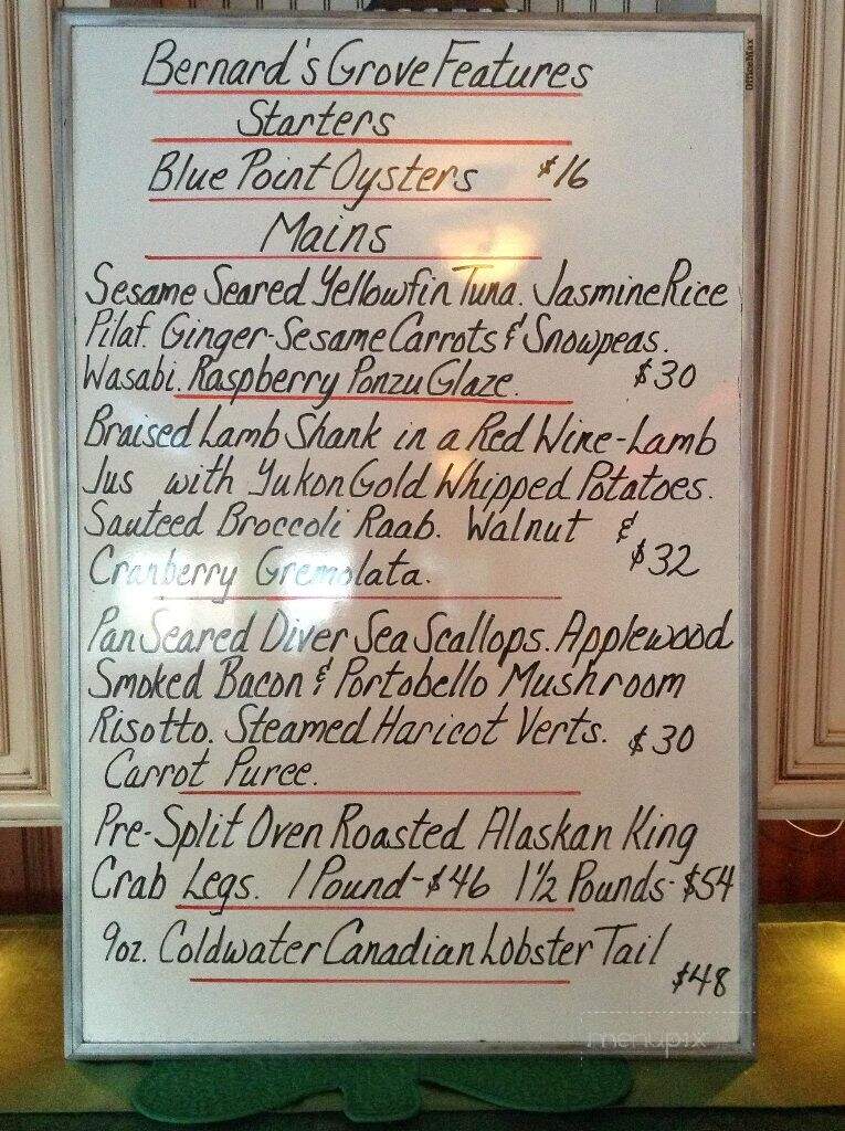 Bernard's Grove - Rochester, NY menu_pic