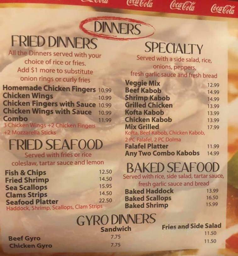 Garden Pizza & Seafood - Gardner, MA menu_pic