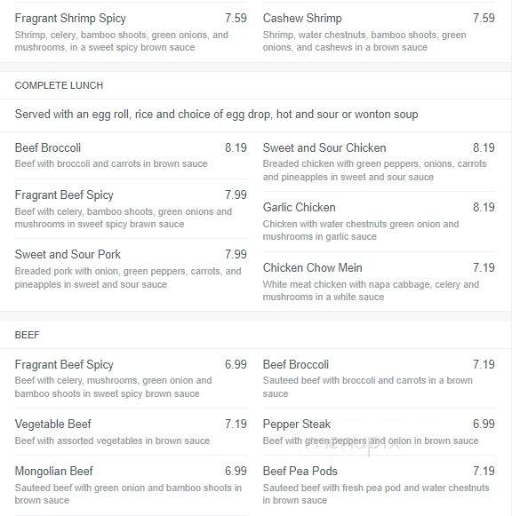 Golden China Chinese Restaurant - Winona, MN menu_pic