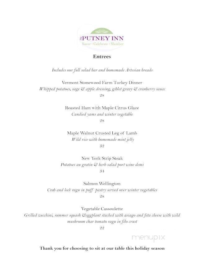 The Putney Inn - Putney, VT menu_pic