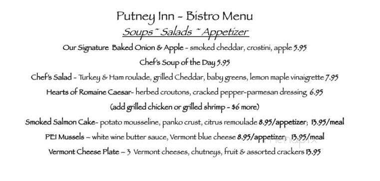 The Putney Inn - Putney, VT menu_pic