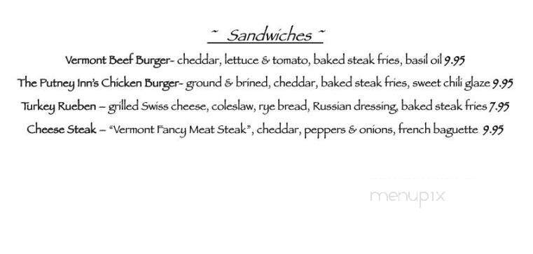 The Putney Inn - Putney, VT menu_pic