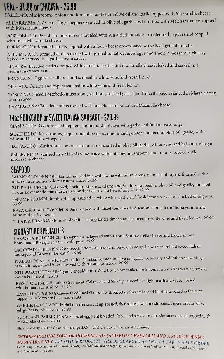 Salute Ristorante - Morrisville, PA menu_pic