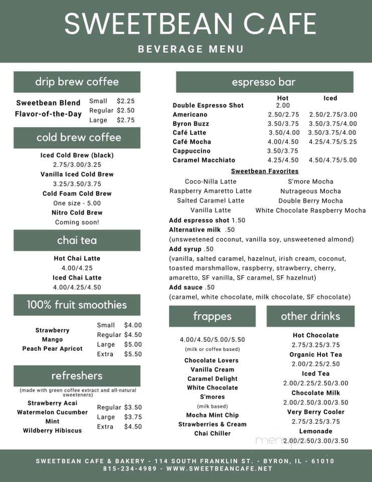 Sweetbean Cafe & Bakery - Byron, IL menu_pic