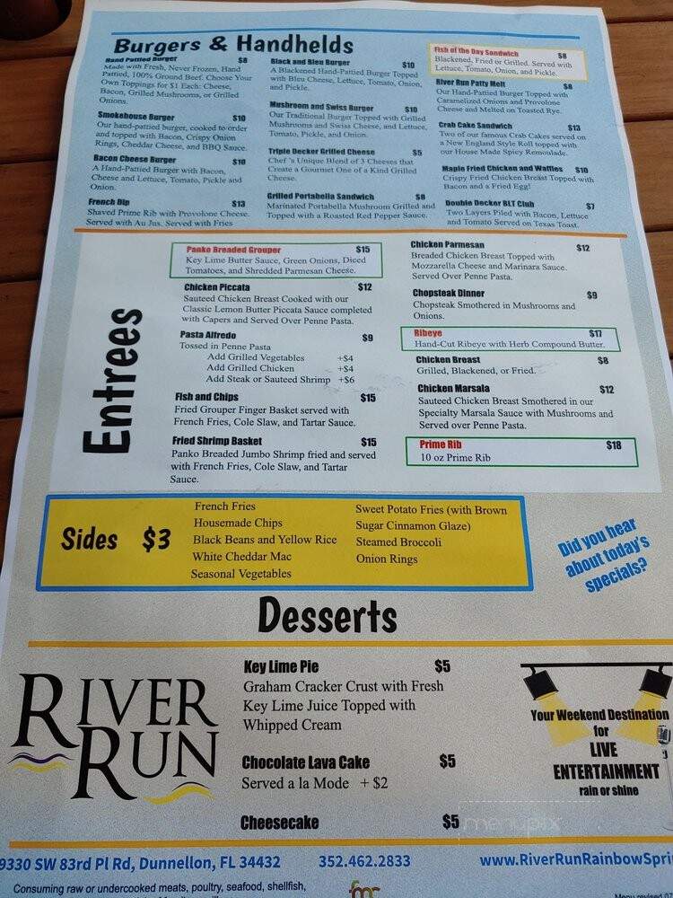 River Run at Rainbow Springs Club - Dunnellon, FL menu_pic