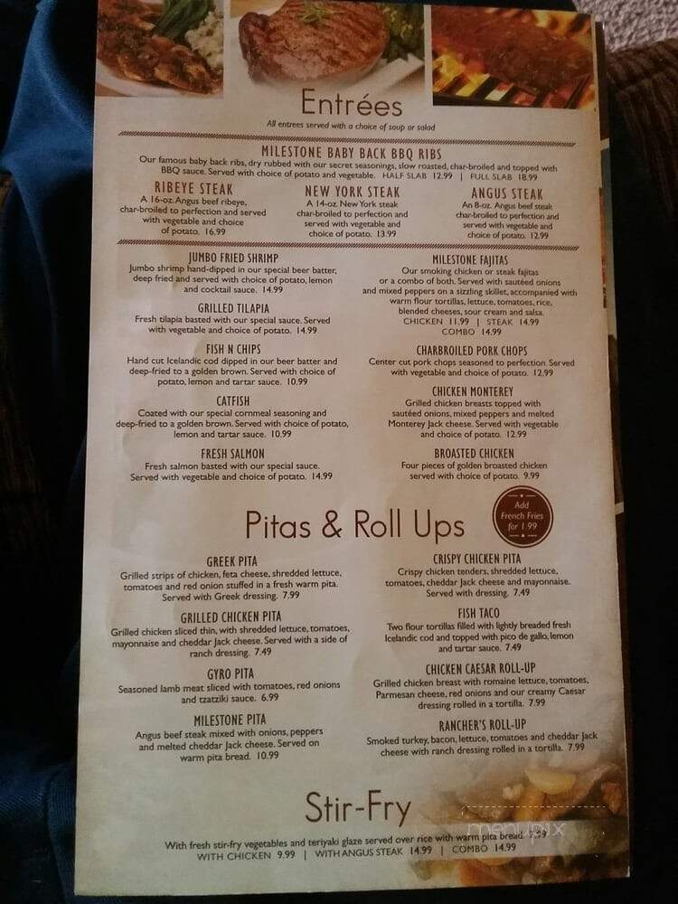 Milestone Grill - Eastpointe, MI menu_pic