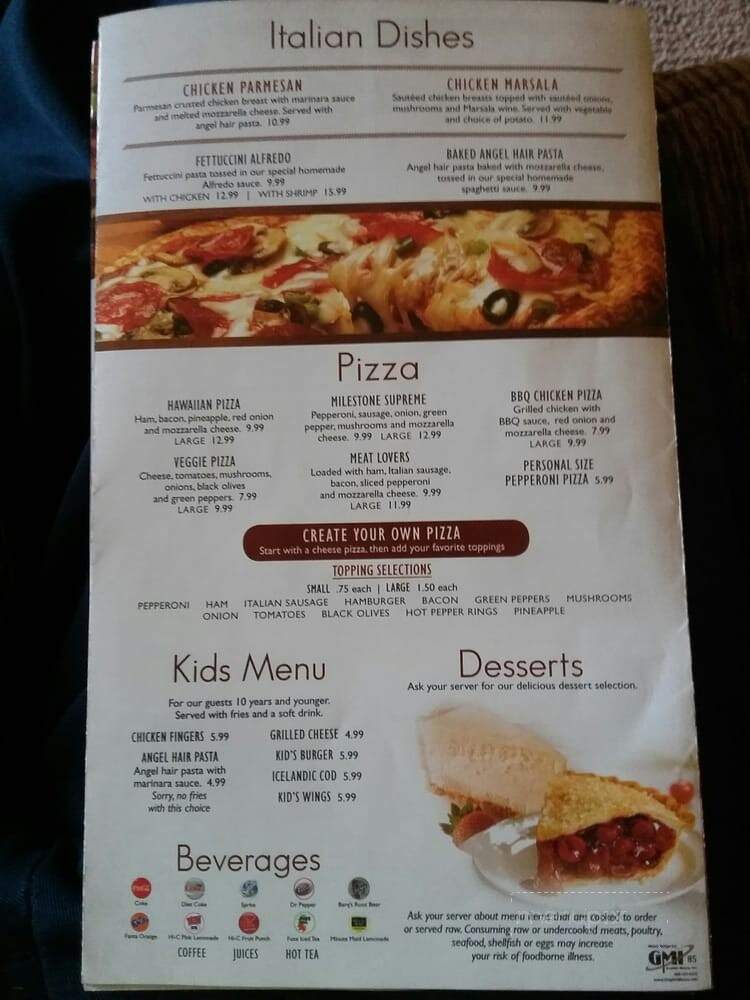 Milestone Grill - Eastpointe, MI menu_pic