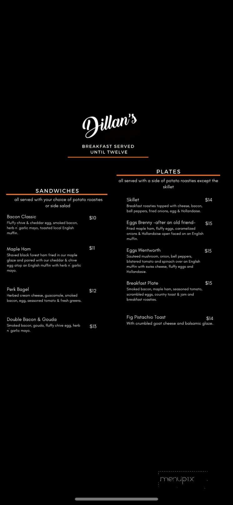 Dillan's At Wentworth - Sydney, NS menu_pic