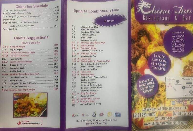 China Inn - Westminster, MD menu_pic