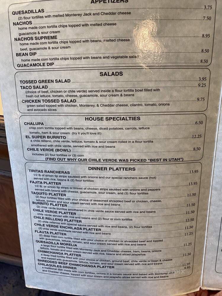 Restaurant Morelia - Murray, UT menu_pic