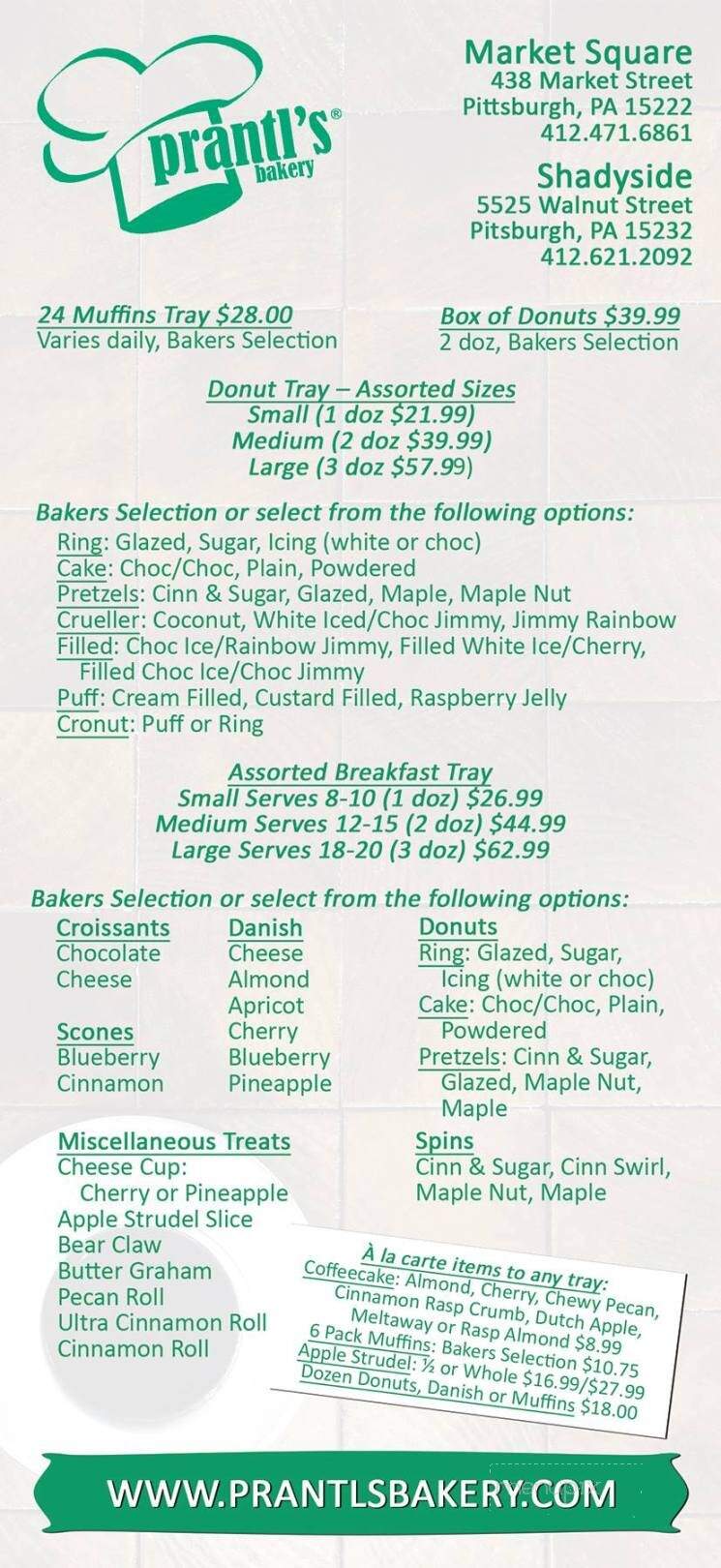 Prantl's Bakery - Greensburg, PA menu_pic