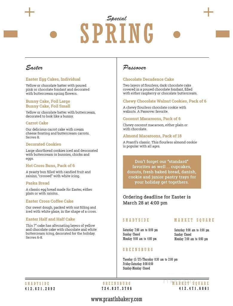 Prantl's Bakery - Greensburg, PA menu_pic