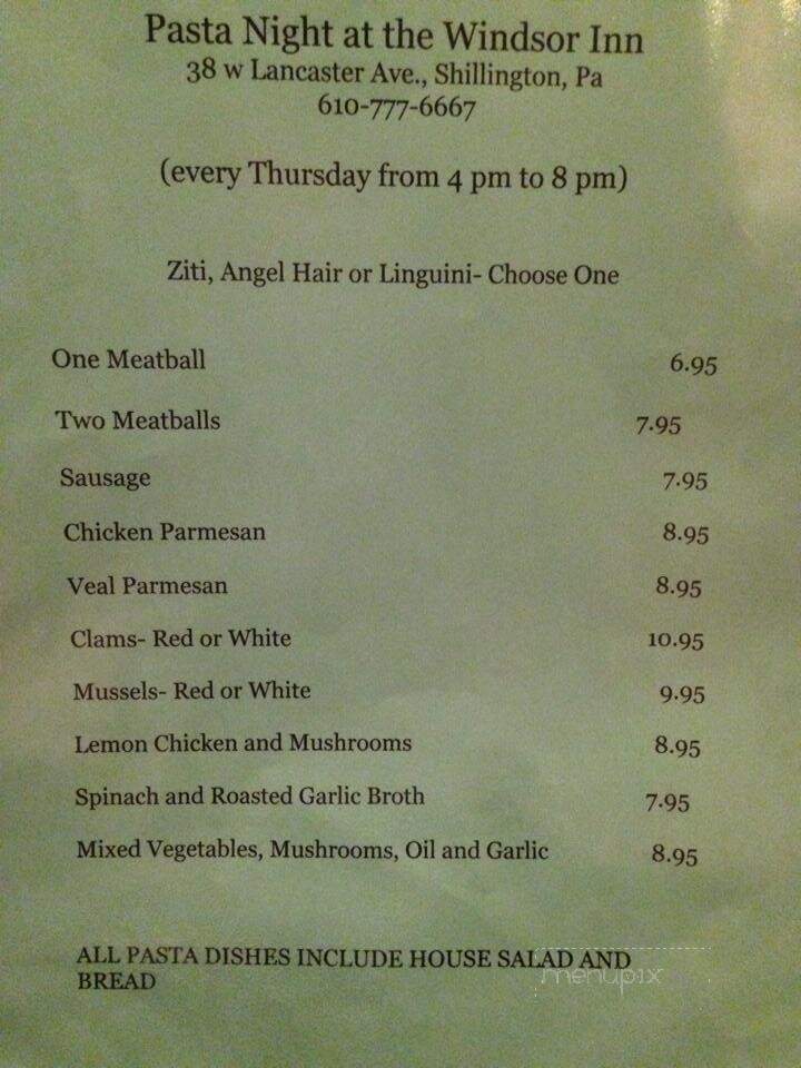 Windsor Inn At Shillington - Shillington, PA menu_pic