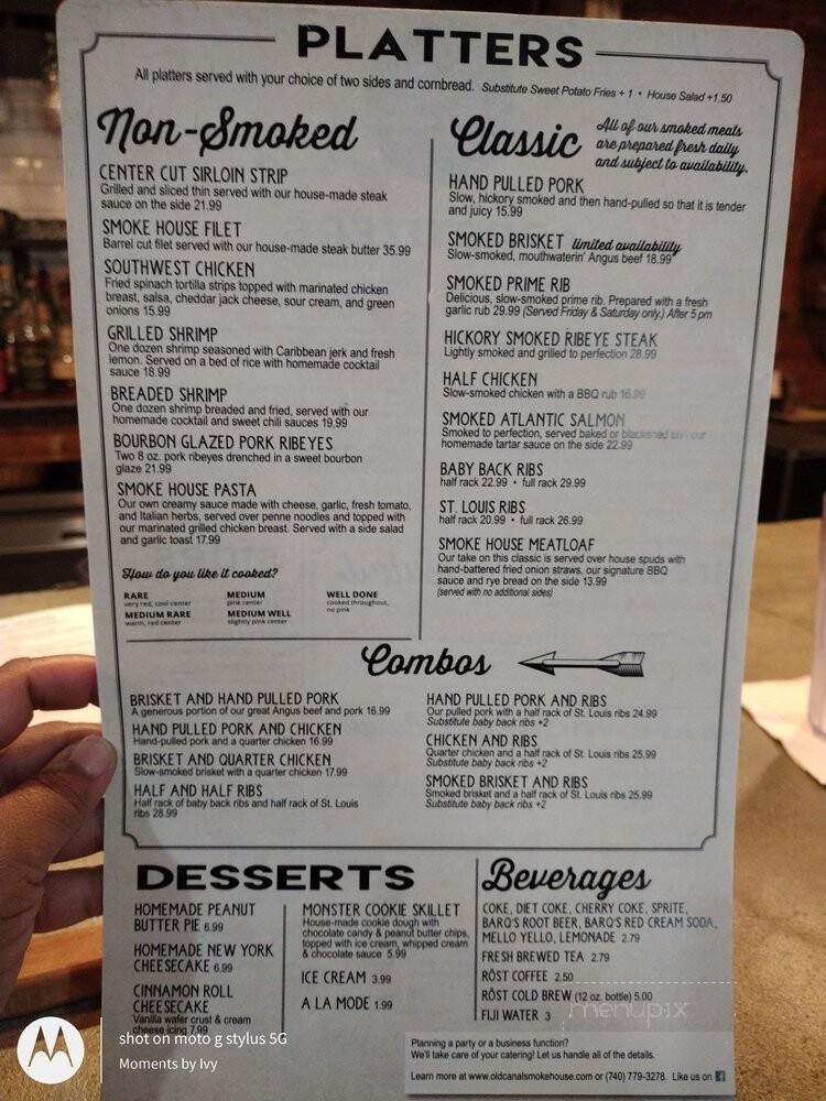 Old Canal Smoke House - Chillicothe, OH menu_pic