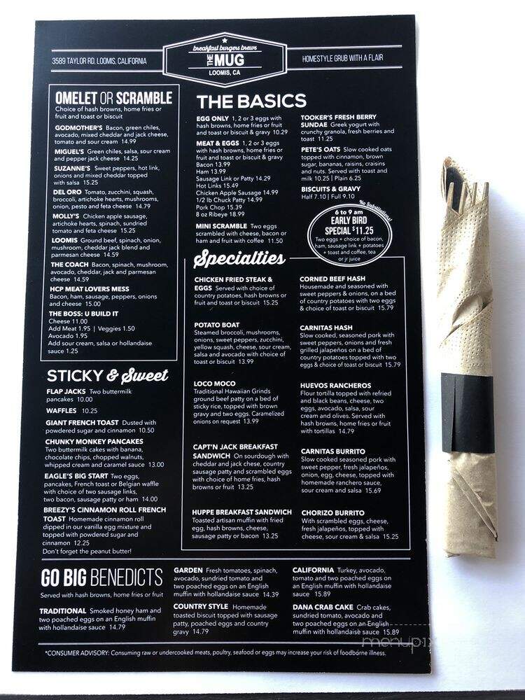 The Ugly Mug Cafe - Loomis, CA menu_pic