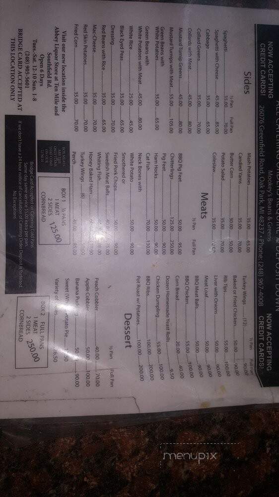 Mookey's Soul Food - Southfield, MI menu_pic