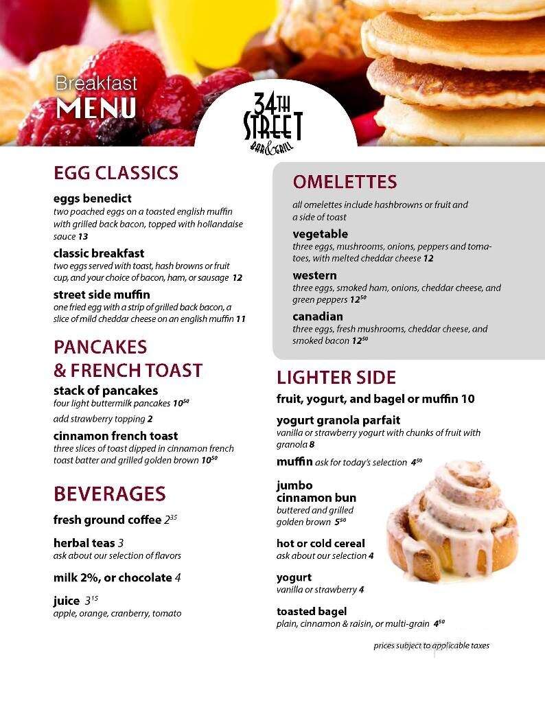 34th Street Bar & Grill - Brandon, MB menu_pic