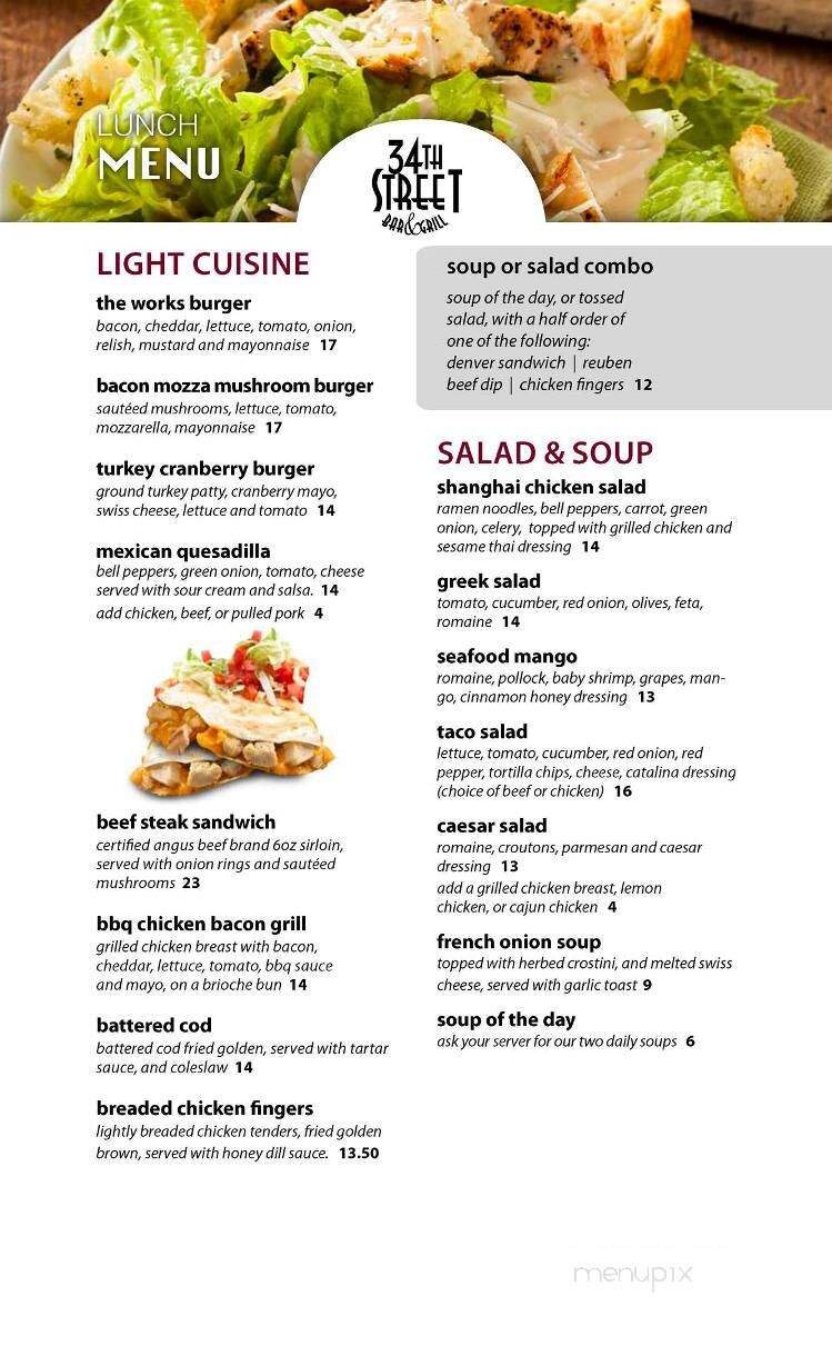 34th Street Bar & Grill - Brandon, MB menu_pic
