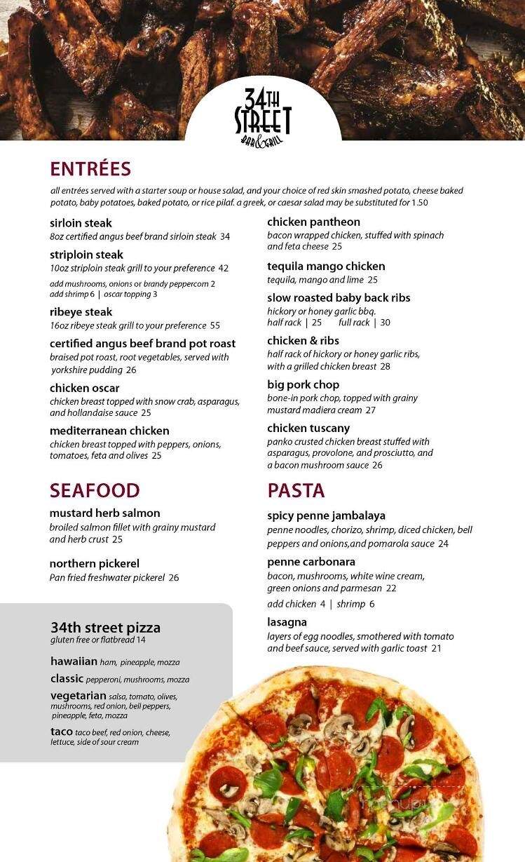 34th Street Bar & Grill - Brandon, MB menu_pic