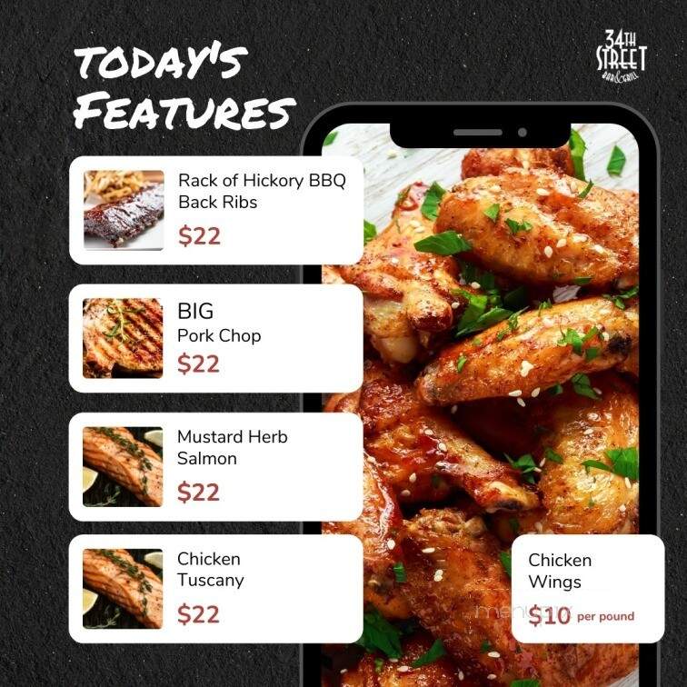 34th Street Bar & Grill - Brandon, MB menu_pic