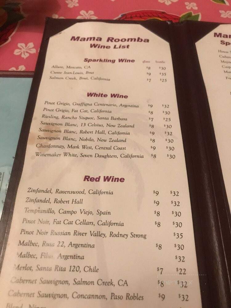 Mama Roomba - Bakersfield, CA menu_pic