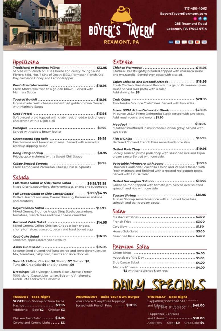 Boyer's Tavern - Lebanon, PA menu_pic