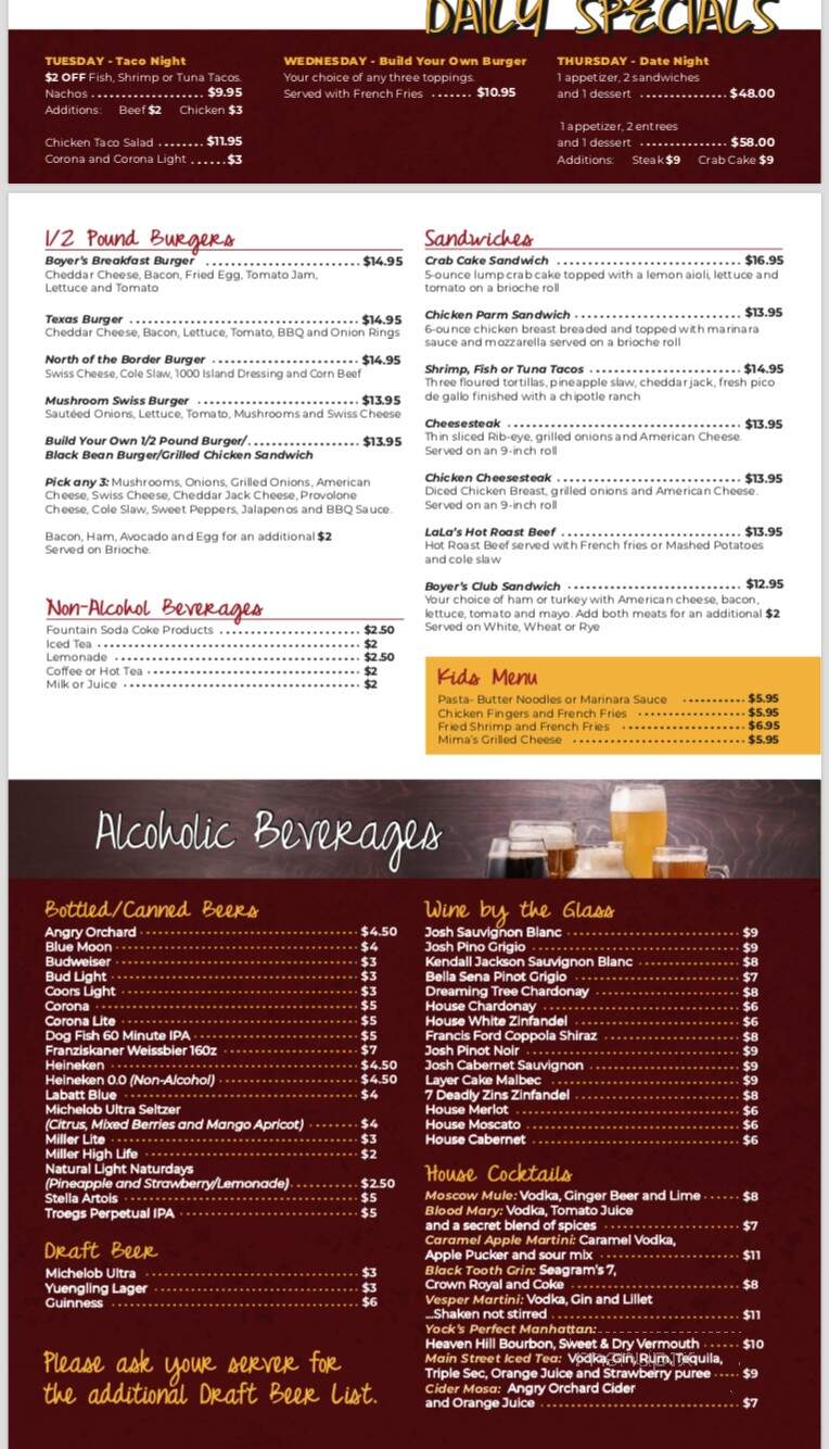 Boyer's Tavern - Lebanon, PA menu_pic