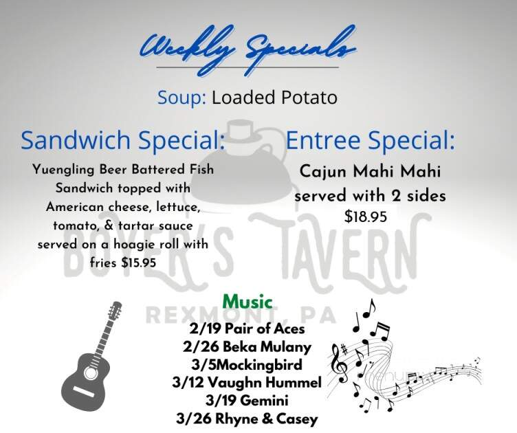 Boyer's Tavern - Lebanon, PA menu_pic