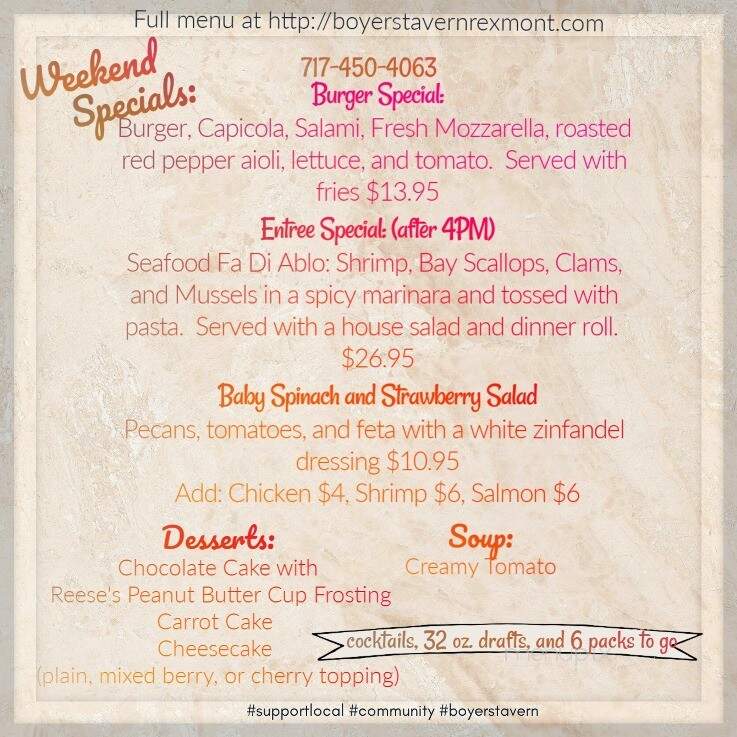 Boyer's Tavern - Lebanon, PA menu_pic
