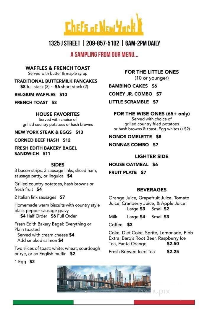 Chefs Of New York - Modesto, CA menu_pic
