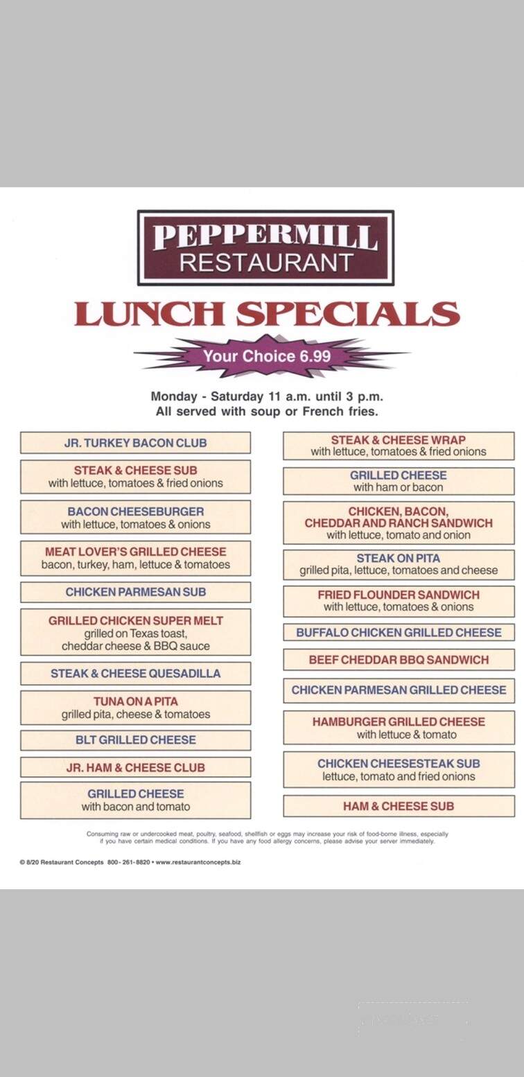 Peppermill Restaurant - Mechanicsburg, PA menu_pic