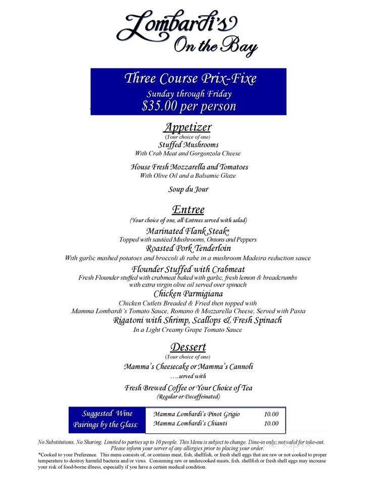 Lombardi's on the Bay - Patchogue, NY menu_pic