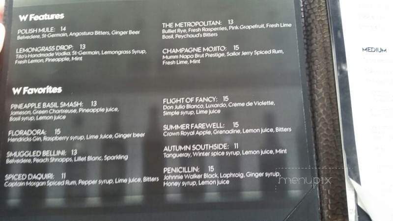 The Living Room at the W Downtown - Atlanta, GA menu_pic