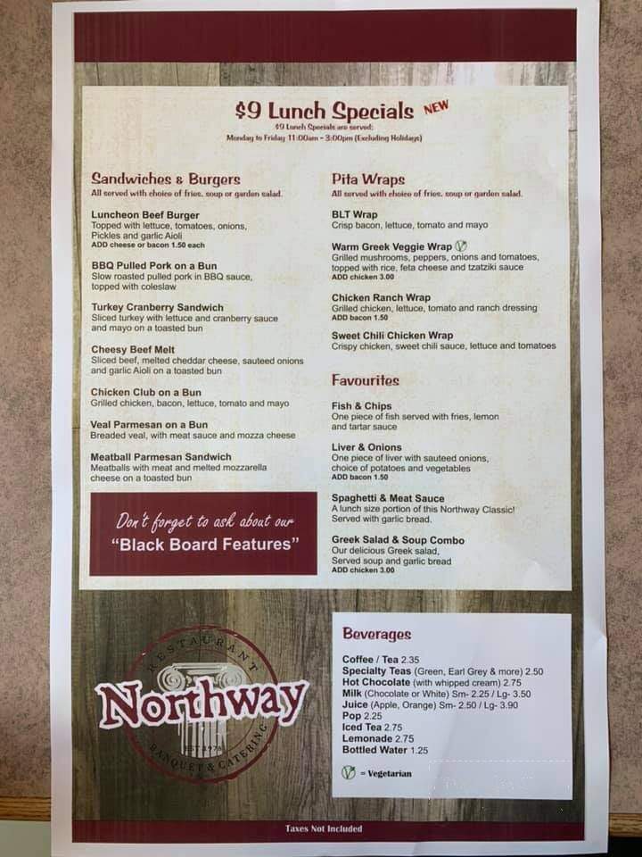 Northway Family Restaurant - Belleville, ON menu_pic