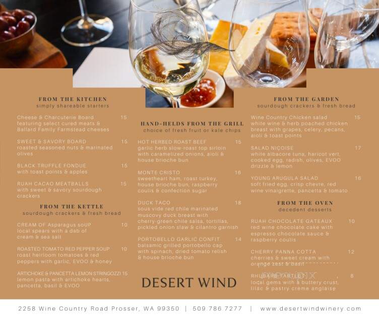 Desert Wind Winery - Prosser, WA menu_pic
