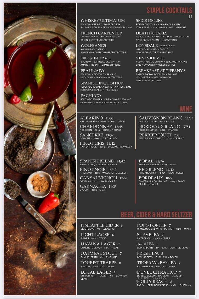 Sweetwater - Boynton Beach, FL menu_pic