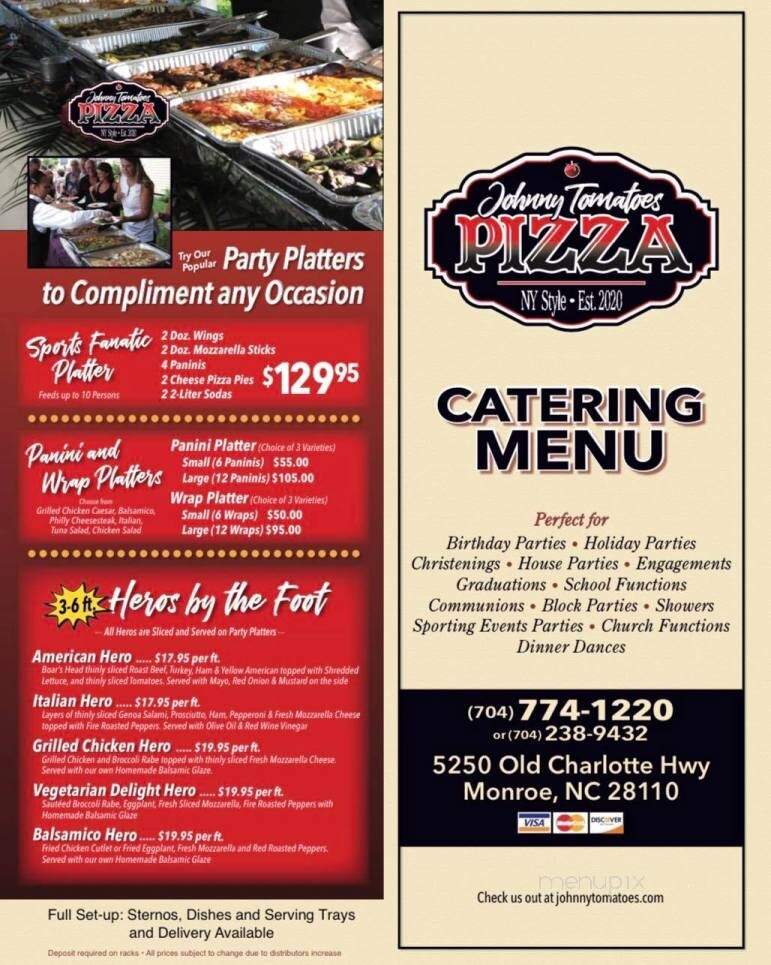Johnny Tomatoes - Monroe, NC menu_pic