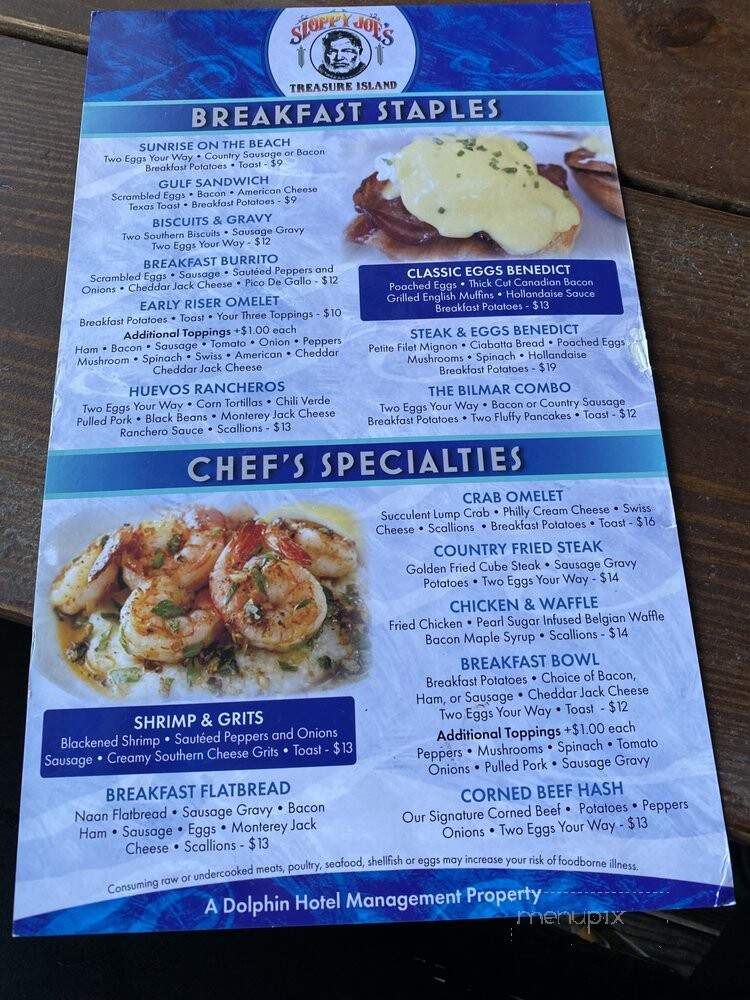 Sloppy Joe's - Treasure Island, FL menu_pic