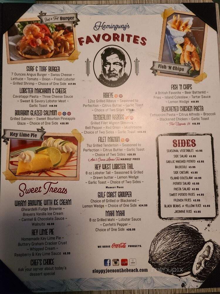 Sloppy Joe's - Treasure Island, FL menu_pic