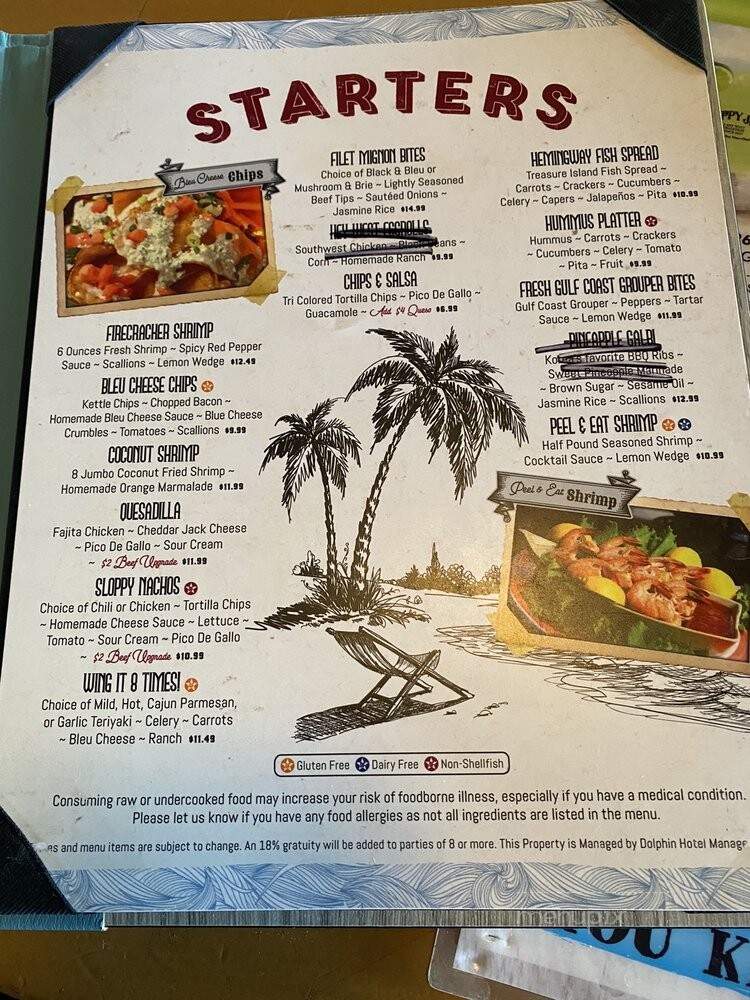 Sloppy Joe's - Treasure Island, FL menu_pic
