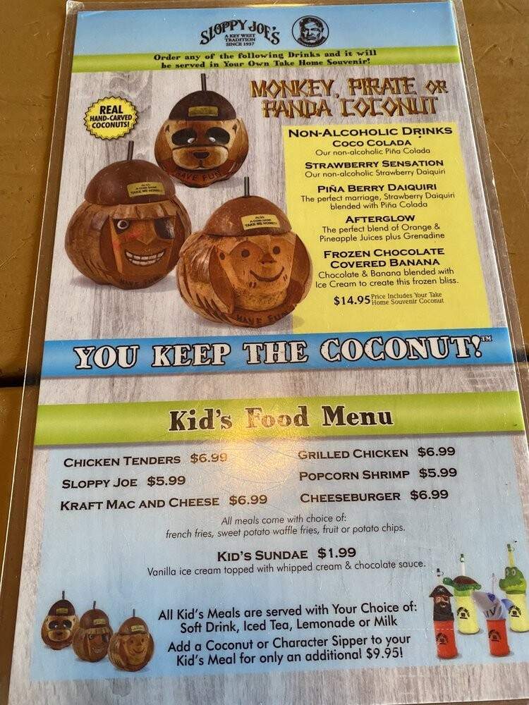 Sloppy Joe's - Treasure Island, FL menu_pic
