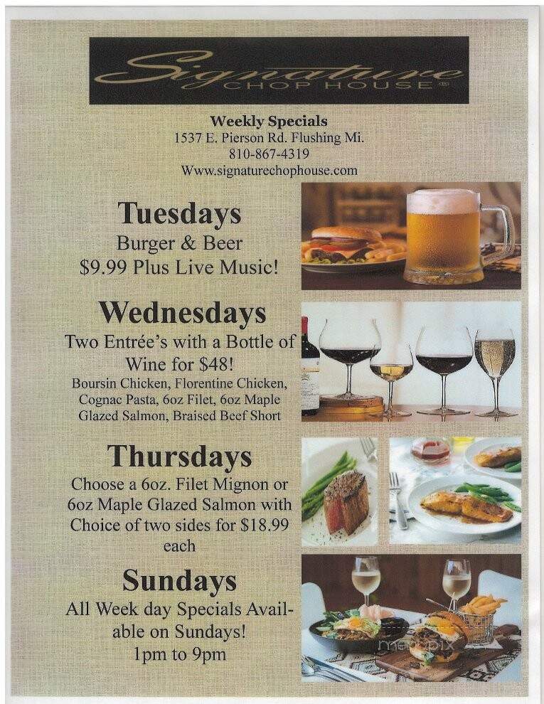 Signature Chop House - Flushing, MI menu_pic