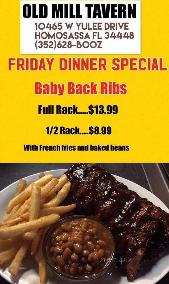 Dunbar's Old Mill Tavern - Homosassa, FL menu_pic