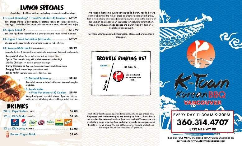 K-Town Korean BBQ - Vancouver, WA menu_pic