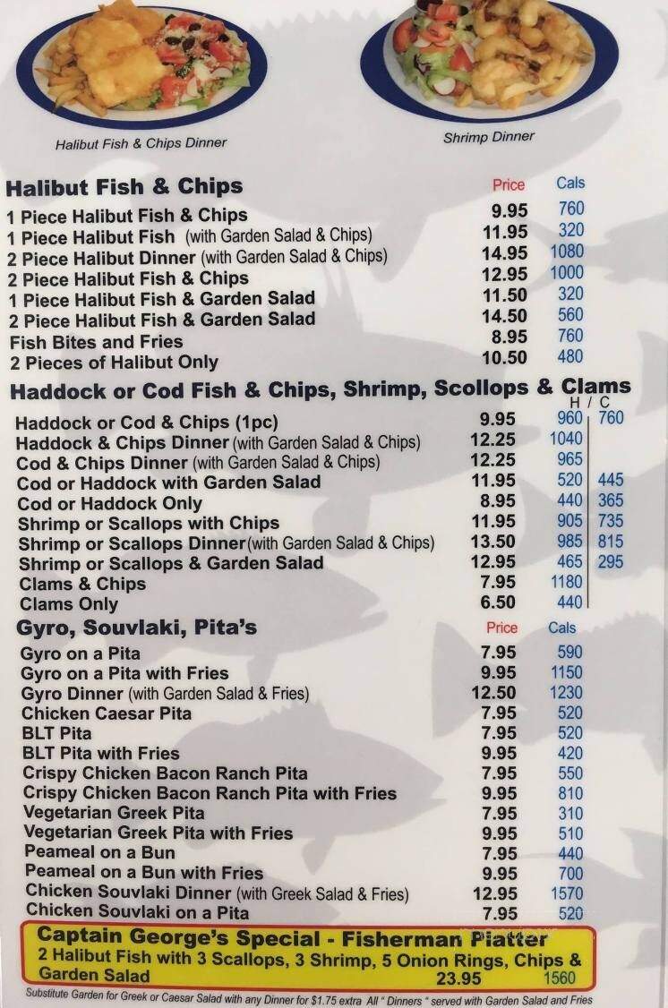 Captain George's Fish & Chips - Cobourg, ON menu_pic