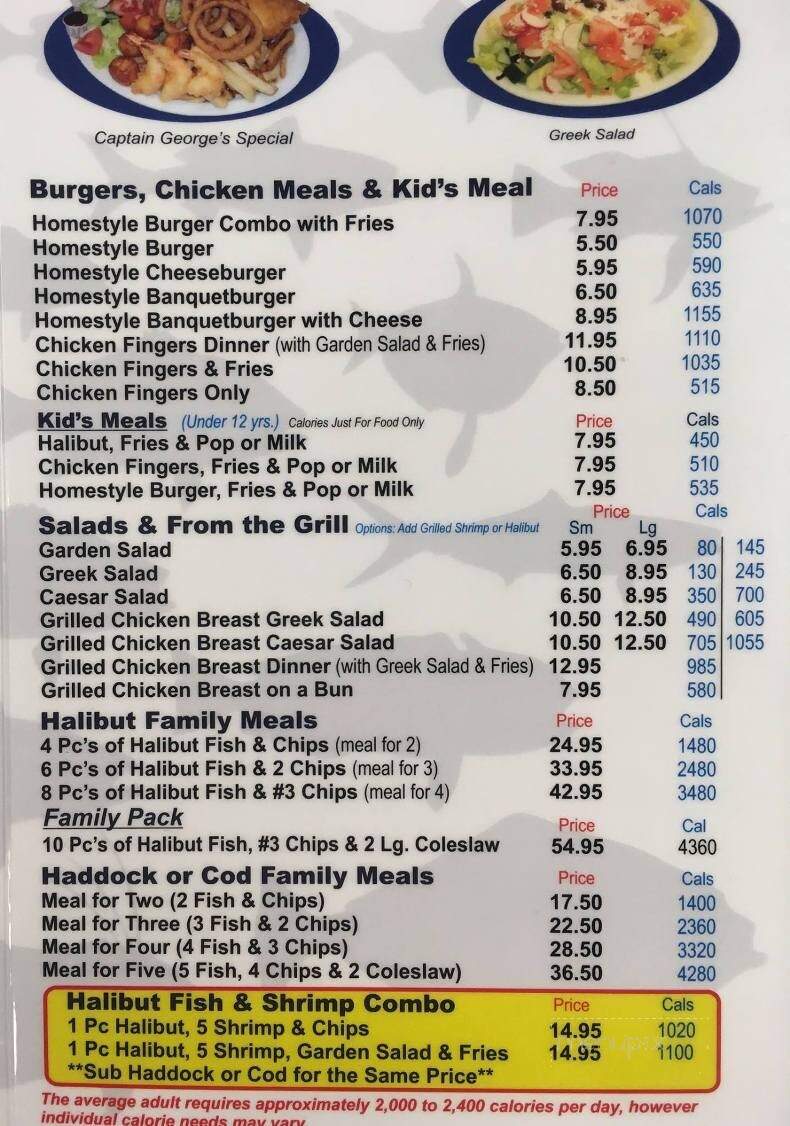 Captain George's Fish & Chips - Cobourg, ON menu_pic